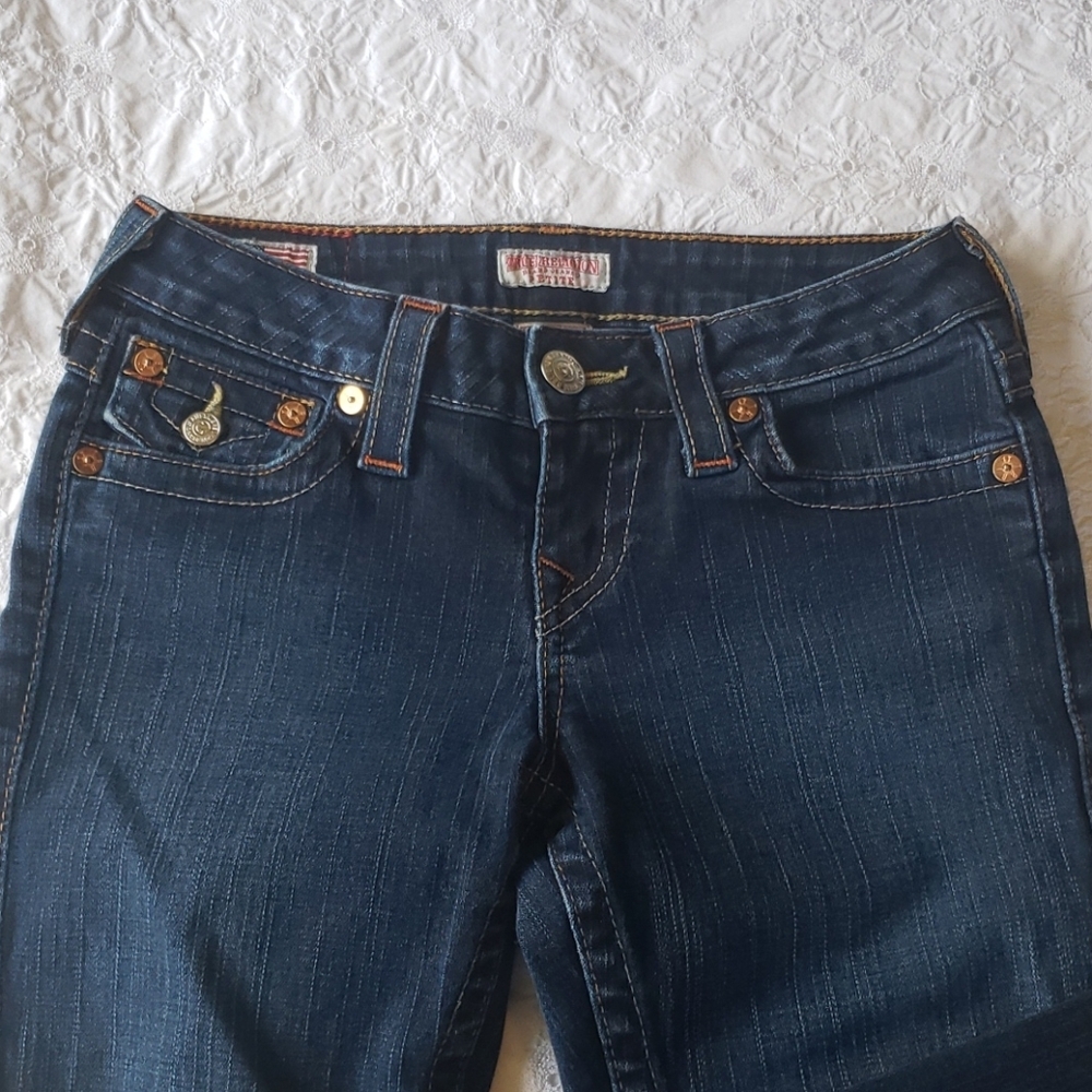 True Religion  dark Wash Women Jeans Boot Cut Size 26P - Picture 2 of 6